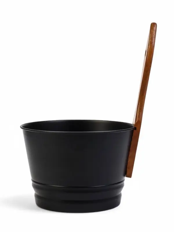 Ушат для бани и сауны, 4 л, сталь, с деревянной ручкой, чёрный