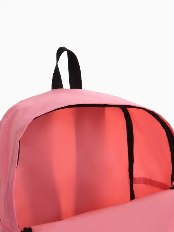 Рюкзак молодёжный на молнии, с карманом, однотонный, размер 29&times;12&times;39 см, нежно-розовый