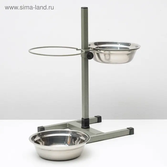 Подставка с мисками, 2&times;1.5 л, высота 50 см, разборная, зелёная