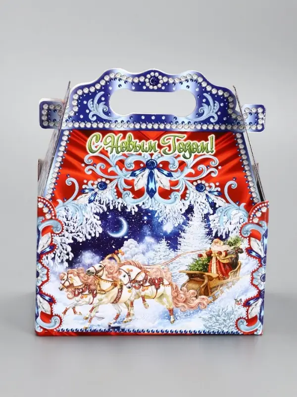 Подарочная новогодняя коробка «Зимпяя тройка в синем» 20×12×19 см Подарочная новогодняя коробка «Зимпяя тройка в синем» 20×12×19 см