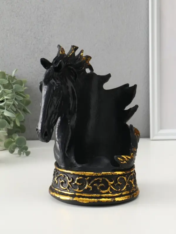 Подставка под бутылку "Лошадь" 23,5х14,5х16 см, чёрный с позолотой