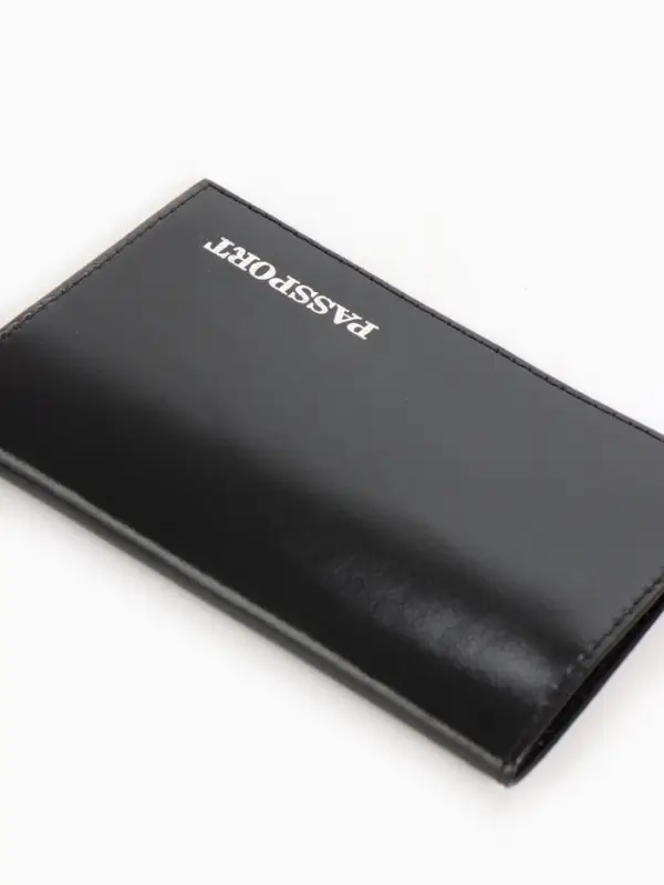 Обложка для паспорта, гладкая, натуральная кожа, тиснение фольгой, чёрная