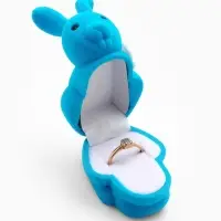 Футляр под серьги, кольцо &laquo;Кролик&raquo;, бархатный, 5.7&times;4.5 см, бирюзовый