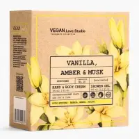 Набор женский VEGAN.Love.Studio "Vanilla, Amber, Musk": гель для душа 300 мл + крем-лосьон 150 мл 10