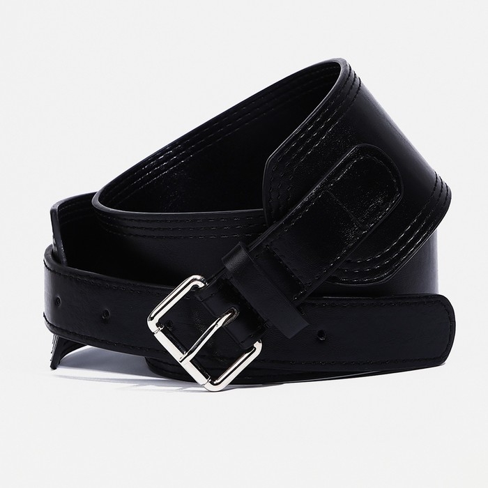 Ремень женский, ширина 6.7 см, пряжка металл, цвет чёрный