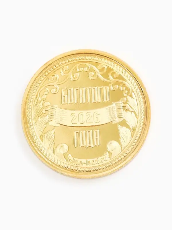 Монета новогодняя сувенирная «Богатого 2026», диам. 2,2 см