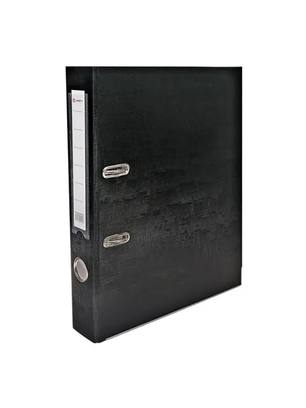 Папка-регистратор А4, 50 мм, ПВХ, тиснение &laquo;лен&raquo;, металлическая окантовка, карман на корешок, собранная, черная