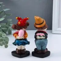 Сувенир полистоун "Клоуны - признание в любви" набор 2 шт 5,2х5х11,5 см