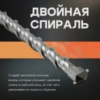 Бур по бетону ТУНДРА, двойная спираль, SDS-plus, 8&times;310 мм
