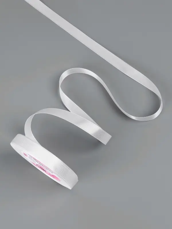 Лента атласная, 12 мм, 23&plusmn;1 м, белая №01