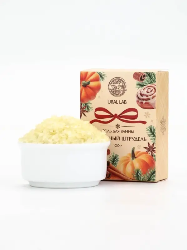 Соль для ванны с ароматом тыквенного штруделя, 100 г, URAL LAB Соль для ванны с ароматом тыквенного штруделя, 100 г, URAL LAB