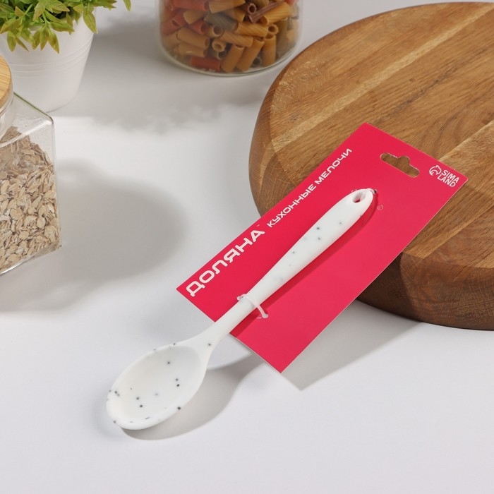 Ложка гарнирная Доляна «Гранит», силикон, 20,5×4,5 см, цвет белый Ложка гарнирная Доляна «Гранит», силикон, 20,5×4,5 см, цвет белый