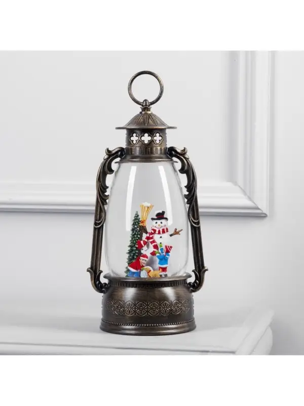 Светодиодная фигура &laquo;Фонарь с детьми и снеговиком&raquo; 15&times;30&times;12.5 см, пластик, от батареек ААх3, USB, свечение тёплое белое