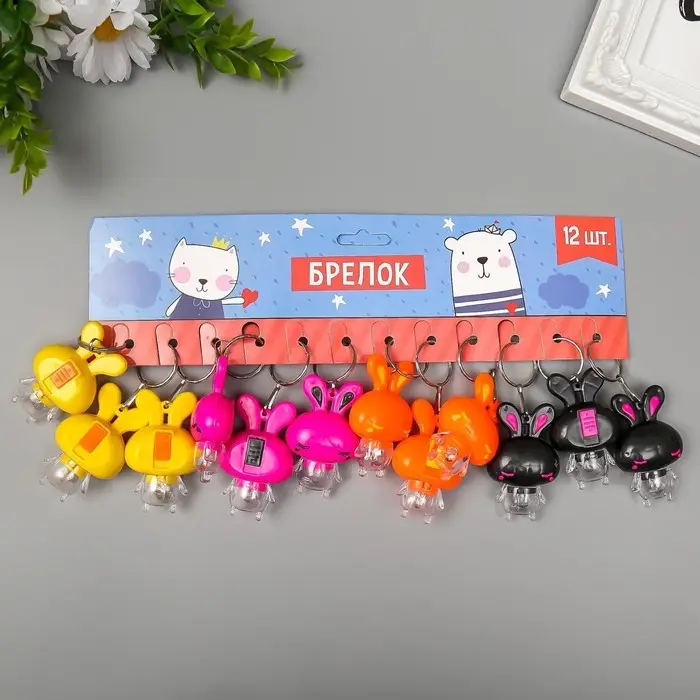 Фонарик свет на кольце Фонарик свет на кольце "Зайка" мигает МИКС 5,5х3,5х2 см