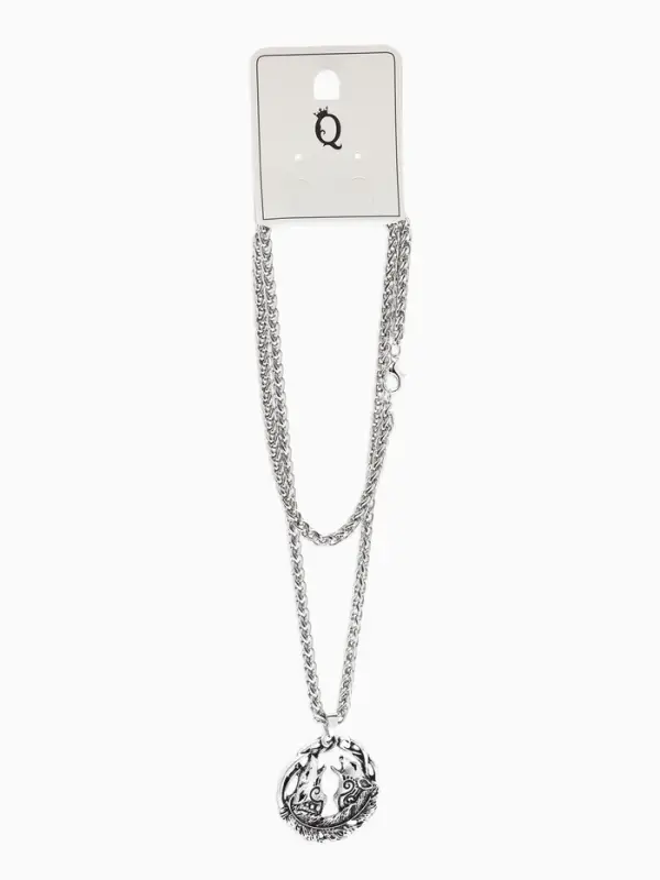 Кулон-оберег &laquo;Волки&raquo;, воют на луну, цвет чернёное серебро, 59 см