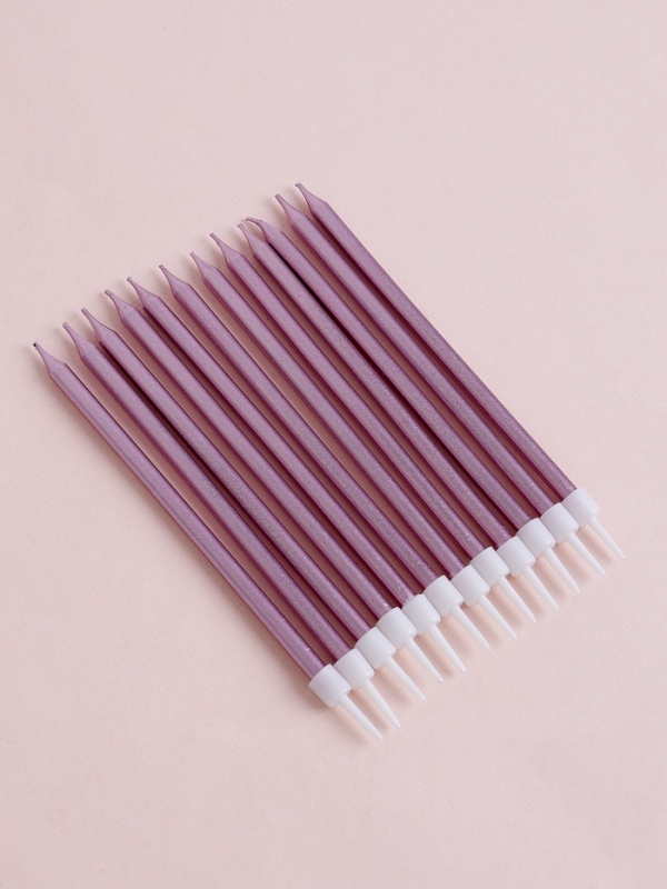 Свечи для торта Свечи для торта "Ройс", 12 шт, розовый металлик