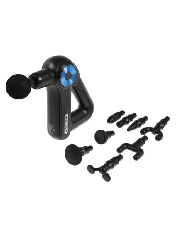 Массажёр для тела LEM-11, перкуссионный, 9 насадок, 9 режимов, чёрный