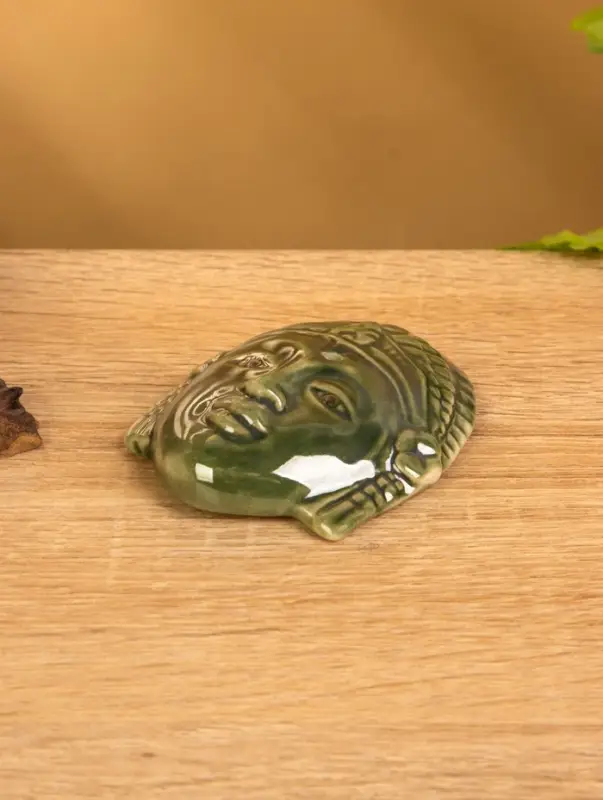 Подставка под благовония  Подставка под благовония "Лицо Будды" керамика, цв. зелёный, 7х5,5х1,5 см