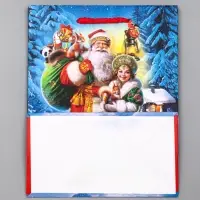 Пакет подарочный новогодний ламинированный, &laquo;Дед Мороз с подарками&raquo; , 18&times;10&times;22.3 см