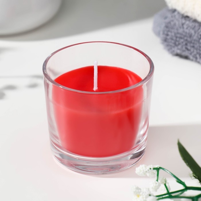 Свеча ароматическая в стакане АЛАНИЯ Свеча ароматическая в стакане АЛАНИЯ "Клубника", 5,5 см