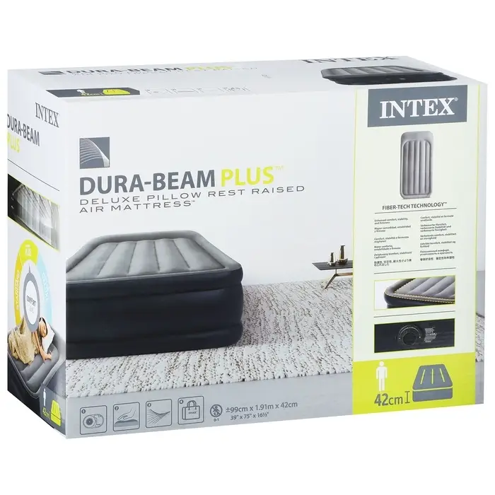 Кровать надувная DELUXE PILLOW REST RAISED BED, 191&times;99&times;42 см, со встроенным насосом, 64132ND INTEX