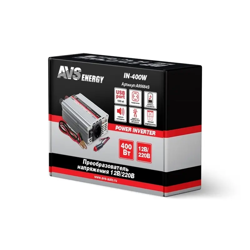 Автомобильный инвертор 12/220V AVS IN-400W
