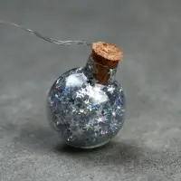 Гирлянда &laquo;Нить&raquo; 1.6 м с насадками &laquo;Шарики с серебристым конфетти&raquo;, IP20, серебристая нить, 15 LED, от батареек АА&times;2, свечение белое