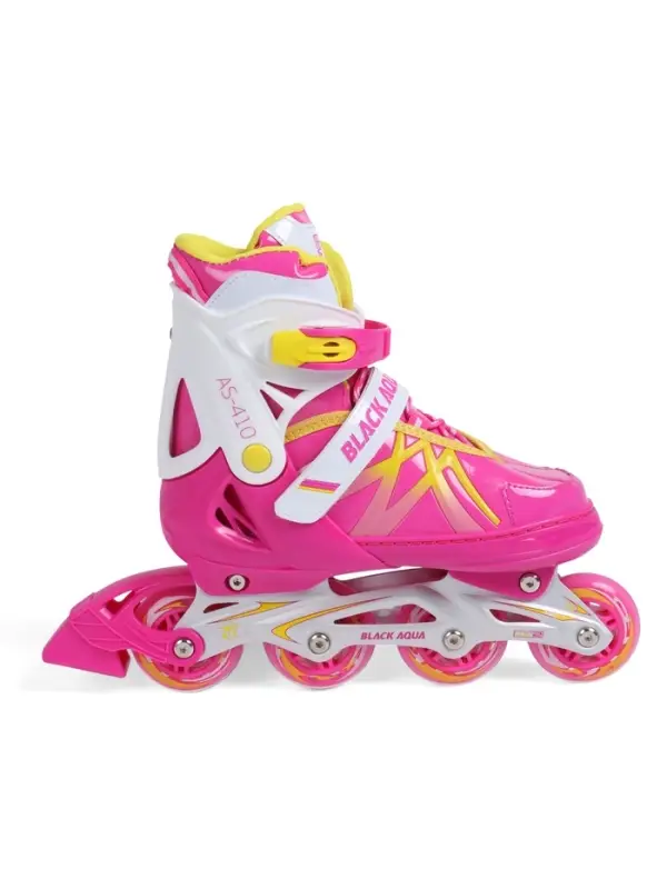 Коньки раздвижные BlackAqua, р. 39-42, для фитнеса, с роликовой платформой, цвет фуксия Коньки раздвижные BlackAqua, р. 39-42, для фитнеса, с роликовой платформой, цвет фуксия
