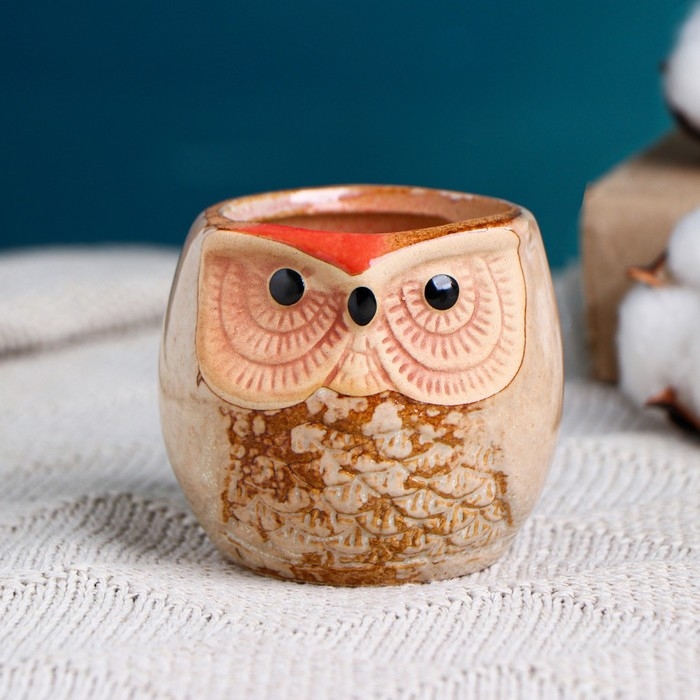 Горшок Горшок "Сова Ухта" 6,5х6,5х6см, коричневый