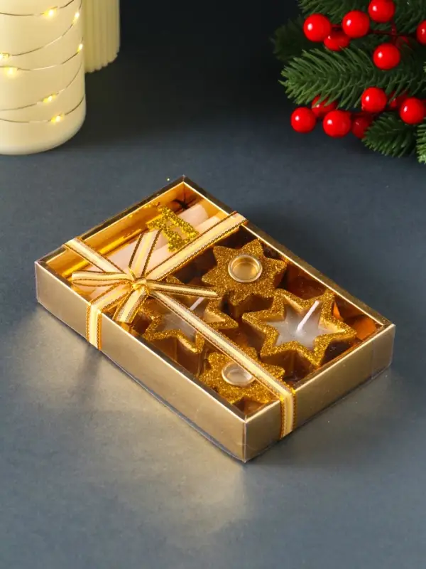 Набор свечей &laquo;Новогодние свечи и подсвечники&raquo;, 6 шт., 15&times;10&times;2.7 см