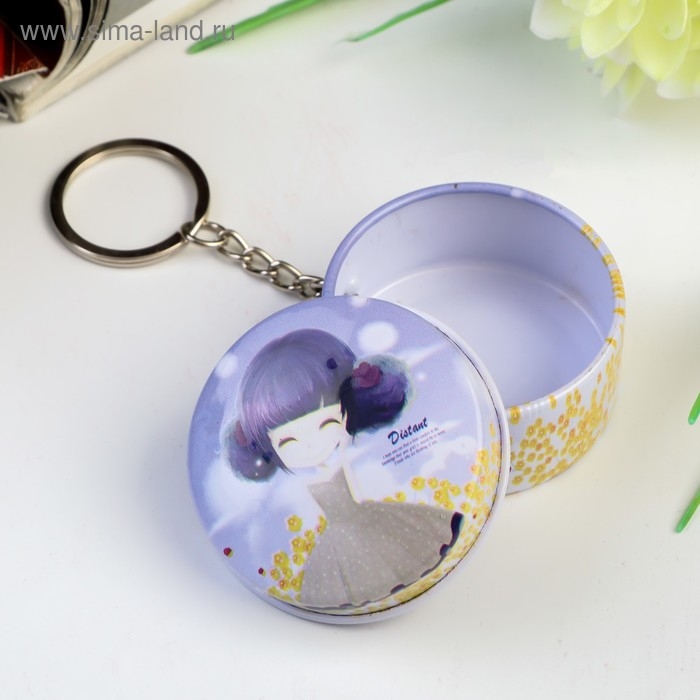 Шкатулка на кольце металл Шкатулка на кольце металл "Девочка с цветами" МИКС 2,1х4,5х4,5 см