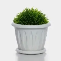 Горшок для цветов с поддоном &laquo;Фелиция&raquo;, 1.8 л, d=17.7 см, h=13.6 см, пластиковый, мраморный