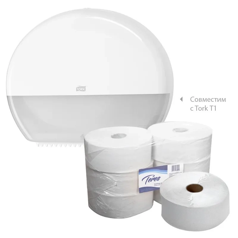 Бумага туалетная д/дисп Терес Эконом макси 1сл бел втор 480м 6рул/уп_T-0014