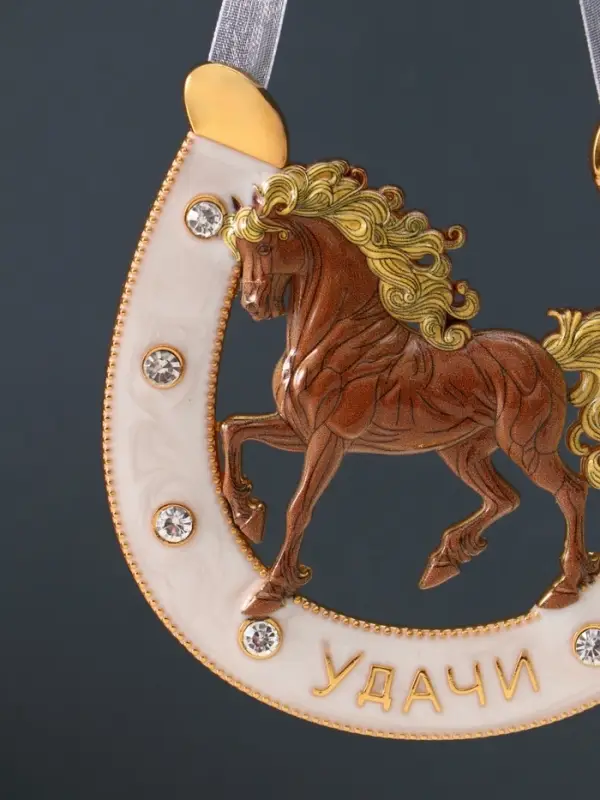 Сувенир-подкова «Удачи», 10,5х10,5х0,05см, эмаль, стразы