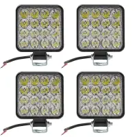Фара светодиод. квадрат., 16LED, дальний свет, 16Вт, 83х83х22мм, 12В, кмпл. 4шт., STANDARD