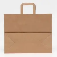 Пакет бумажный крафт 90 г/м&sup2;, плоская ручка, 35&times;15&times;29 см