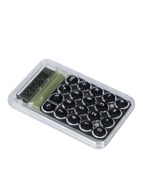 Калькулятор настольный 08-разрядный, KS-005, прозрачный корпус, черные кнопки