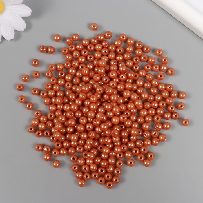 Набор бусин Набор бусин "Жемчуг" d 6 мм, 250 гр, темно-бежевый