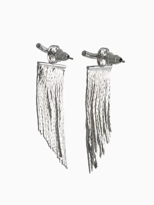 Серьги металл &laquo;Цепной водопад&raquo;, цвет серебро