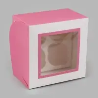 Коробка подарочная для 4 капкейков &laquo;Ромашка&raquo;, 16&times;16&times;10 см, с окном