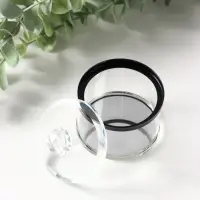 Шкатулка для украшений с крышкой, стекло с чёрным металлическим ободком, 7&times;6.5&times;6.5 см