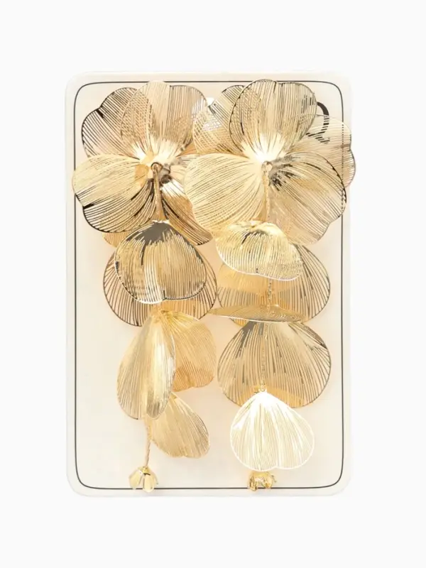 Серьги висячие &laquo;Цветок&raquo;, каталея, цвет золото, 10 см