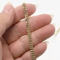 Цепь со стразами, 2 ряда, SS6, 4 мм, 4.5&plusmn;0.5 м, цвет золотой