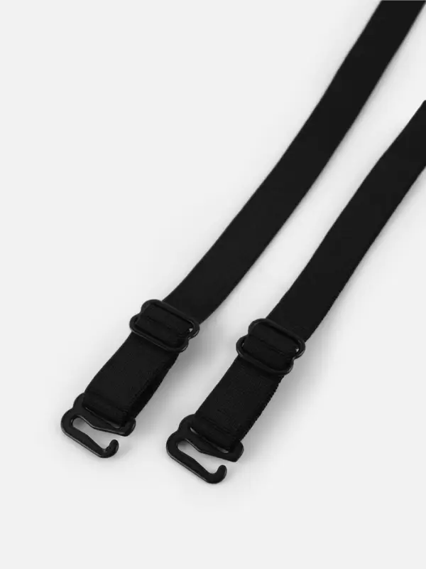 Лямки для бюстгальтера, текстильные, 1 см, 37 см, пара, чёрные Лямки для бюстгальтера, текстильные, 1 см, 37 см, пара, чёрные