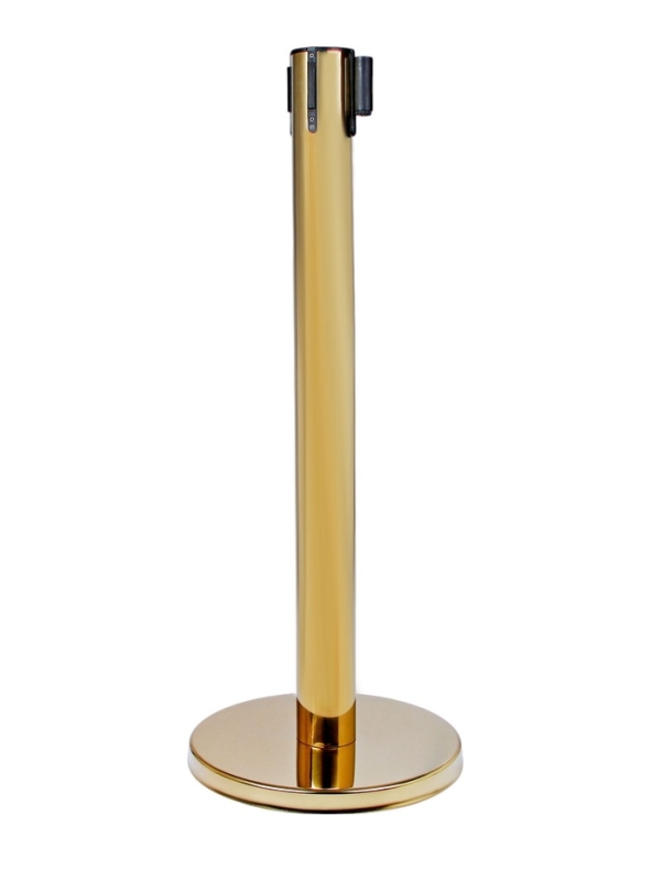 Стойка ограждения зол с вытяжной лентой-470см КРАСНАЯ,высота-90см,d-11см,напольный d-35см