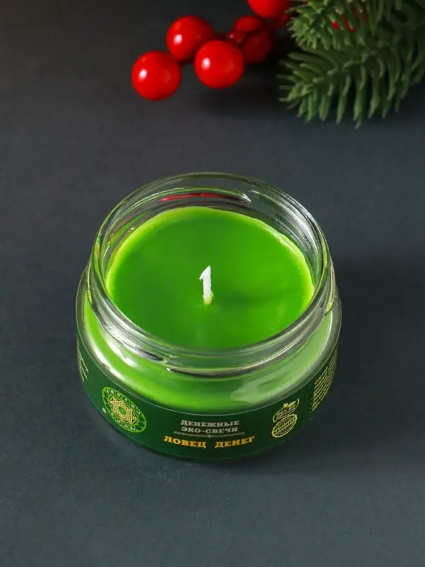 Свеча-эко магическая &laquo;Ловец денег&raquo;, из натурального воска, 7&times;5 см