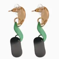 Серьги металл &laquo;Азелия&raquo;, выгнутые круги, чёрно-зелёные в золоте