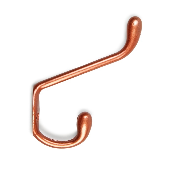Крючок мебельный ТУНДРА TKD033, двухрожковый, медь Крючок мебельный ТУНДРА TKD033, двухрожковый, медь