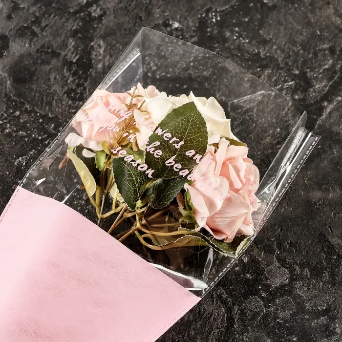 Пакет конус для цветов, с нетканым материалом, 26+7×37 см, розовый Пакет конус для цветов, с нетканым материалом, 26+7×37 см, розовый