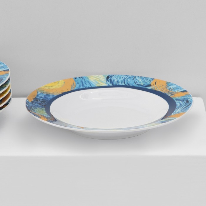 Набор тарелок фарфоровых Доляна «Звёздная ночь», 18 предметов: 6 тарелок d=20 см, 6 тарелок d=25 см, 6 тарелок глубоких 340 мл Набор тарелок фарфоровых Доляна «Звёздная ночь», 18 предметов: 6 тарелок d=20 см, 6 тарелок d=25 см, 6 тарелок глубоких 340 мл